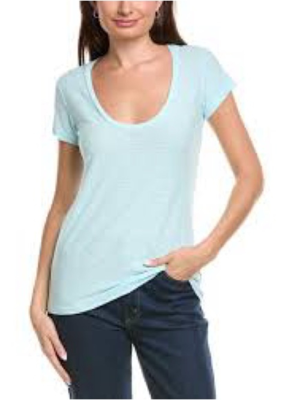 James Perse Light Blue Scoop Neck Short Sleeve Tee